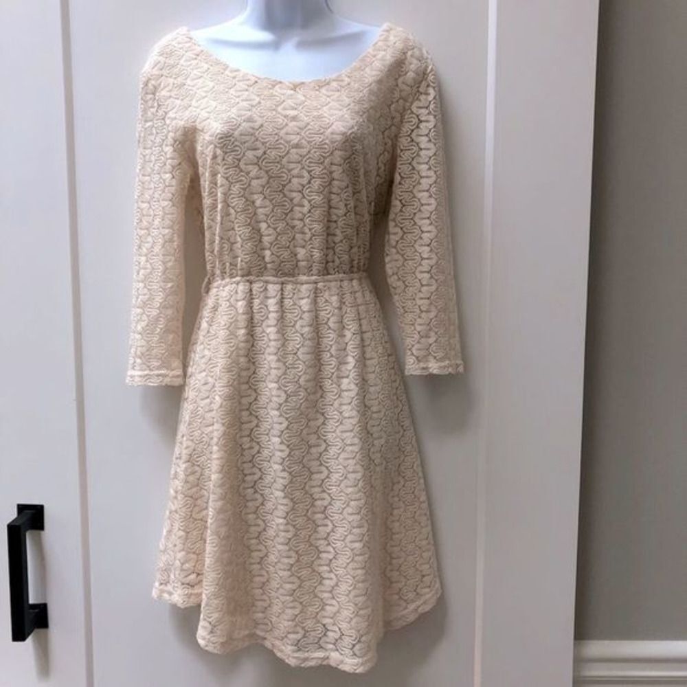 YA Los Angeles cream crochet lace‎ a-line dress woman’s size L